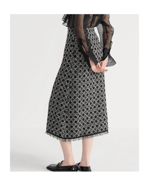 Dior Gray Mid-Length Macrocannage Flared Skirt