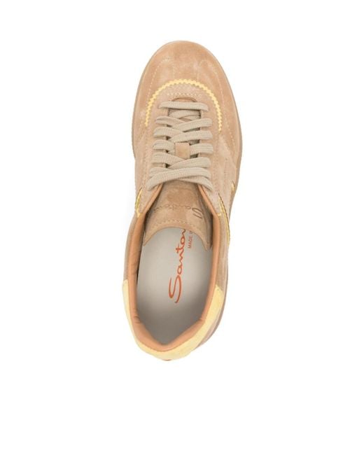 Santoni Natural Logo Embossed Sneakers