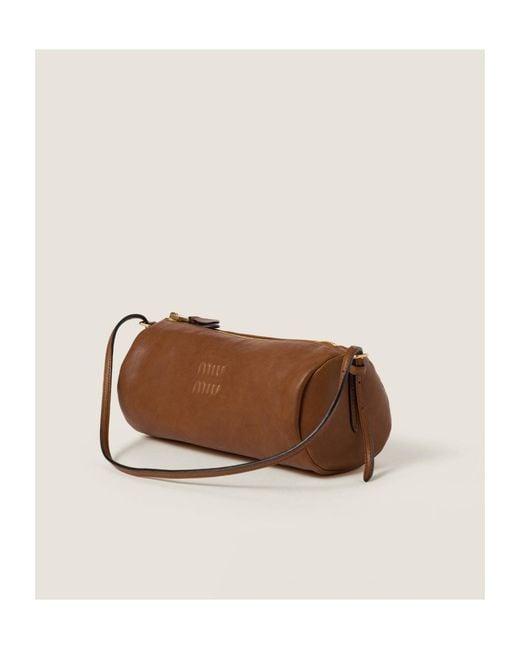 Miu Miu Brown Napa Leather Shoulder Bag