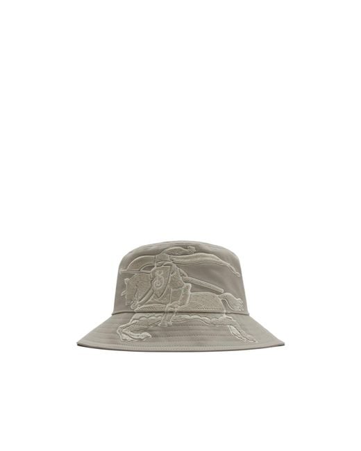 Burberry Gray Equestrian Knight-Embroidered Bucket Hat for men