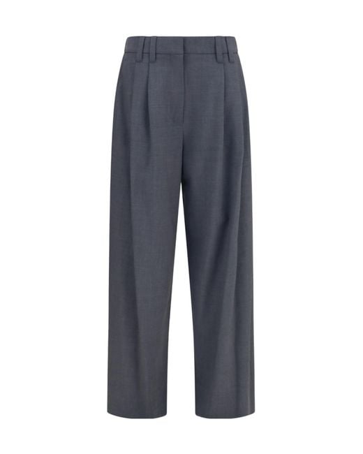 Brunello Cucinelli Blue Casual Trousers With Belt Loops