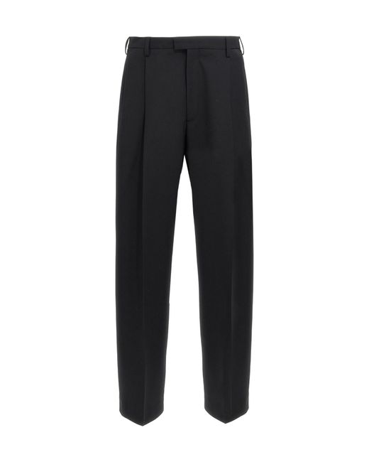 Marni Black Pleat Detailed Straight-Leg Trousers for men