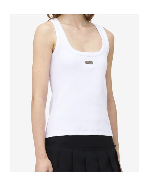 McQueen White Placket Ribbed Tank Top