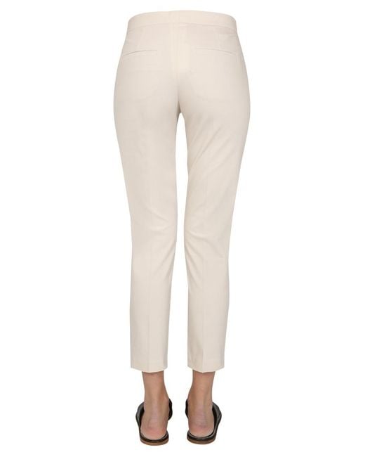 Brunello Cucinelli White Low Rise Slim-Fit Trousers