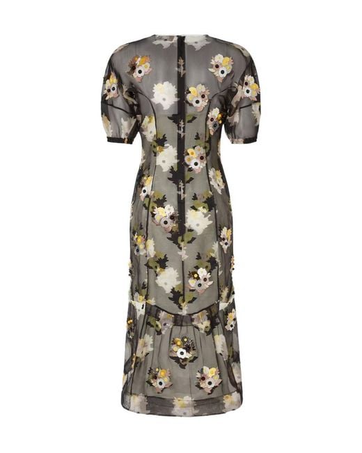 Fendi Multicolor Bouquet Appliquéd Sheer Dress