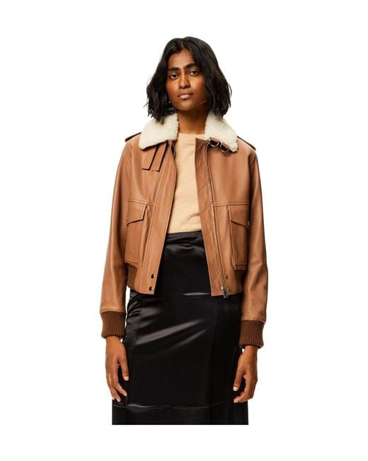 Loewe Brown Zip-Up Leather Jacket