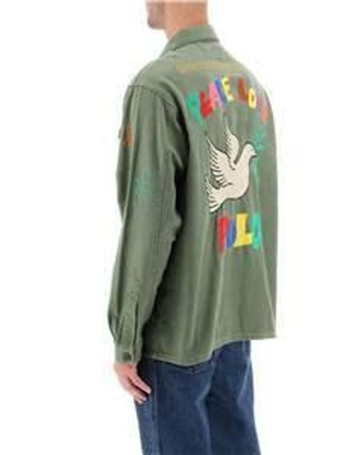 Polo Ralph Lauren Green Lapel Long-Sleeved Shirt for men
