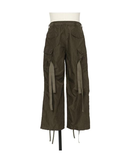 Sacai Green Belted Straight-Leg Patns for men