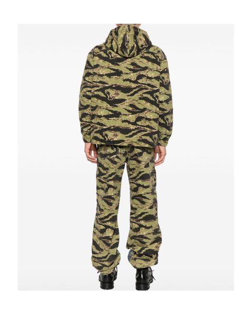 DIESEL Blue Camouflage-Panel Drawstring Denim Jacket for men
