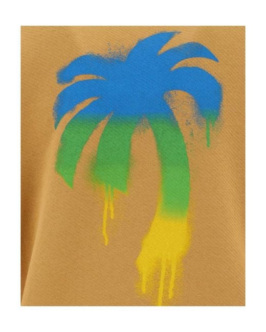 Palm Angels Natural Embroidered-Logo Zip-Up Hoodie