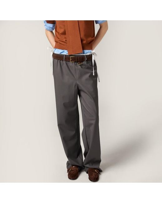 Miu Miu Gray Stretch Wool Pants