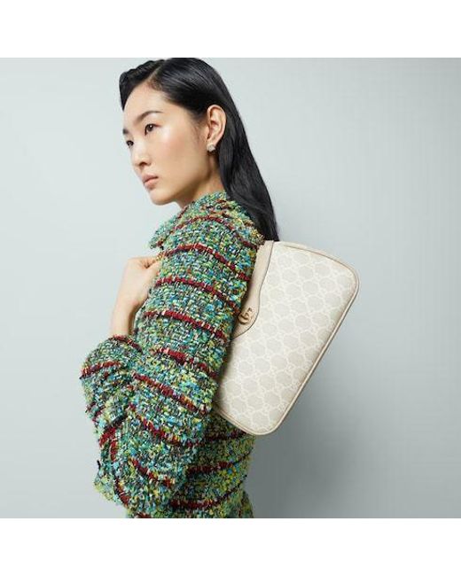 Gucci Natural Ophidia Logo Plaque Shoulder Bag