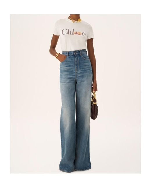 Chloé White Chloé Logo Printed Crewneck T-Shirt