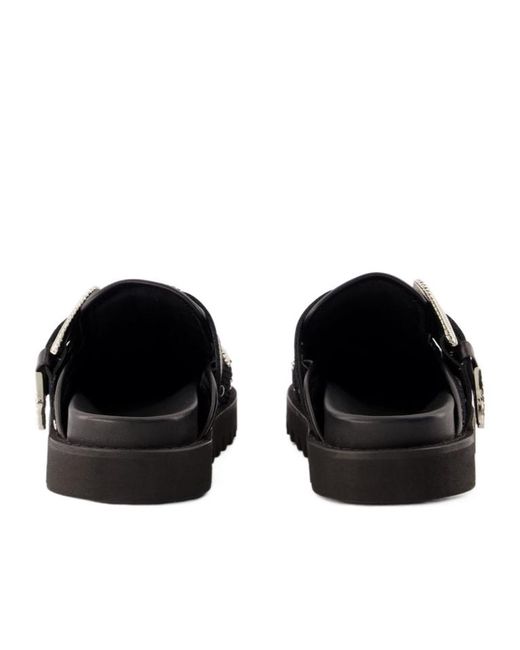Toga Black Metallic Detailed Buckled Corduroy Sabots