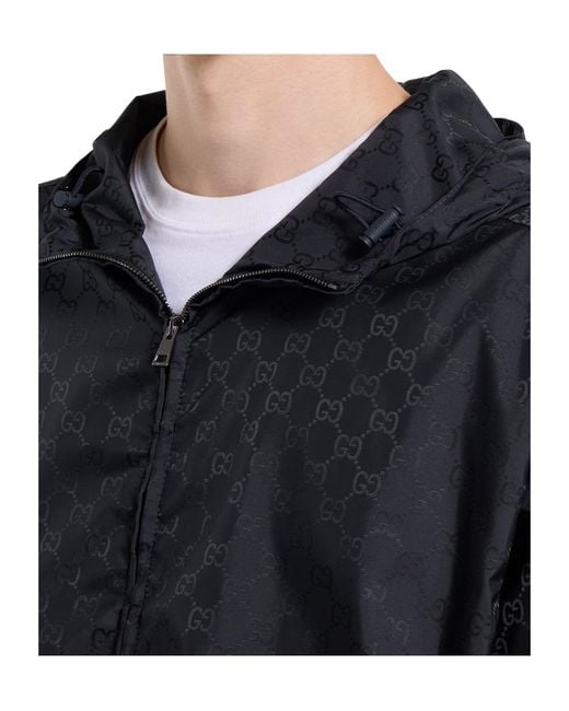 Gucci Blue Gg Jacquard Nylon Zip Jacket for men