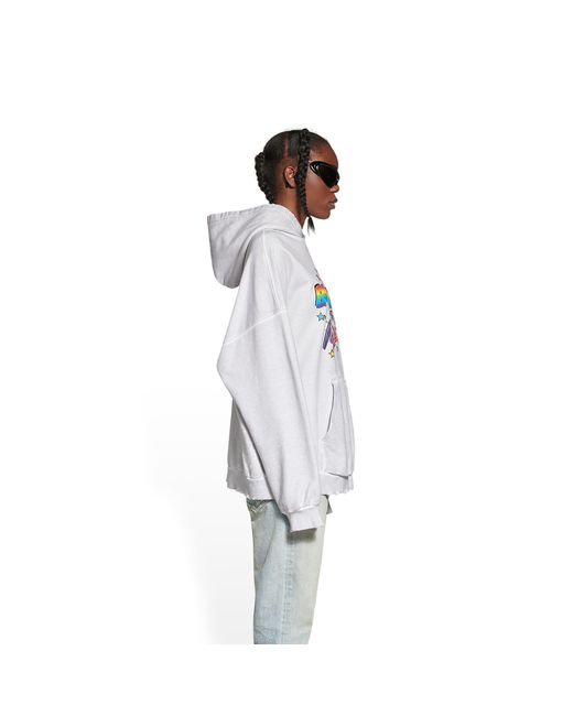Balenciaga White Graphic Printed Long-Sleeved Hoodie