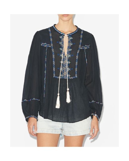 Isabel Marant Blue Isabel Marant Étoile Silekia Tassel-Detailed Blouse