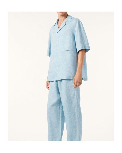 Loro Piana Blue Short-Sleeved Shirt for men