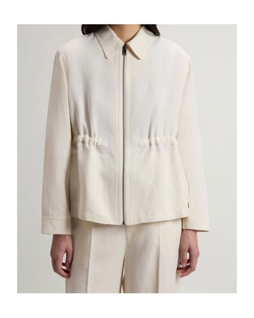Woolrich White Zip-Up Collar Jacket