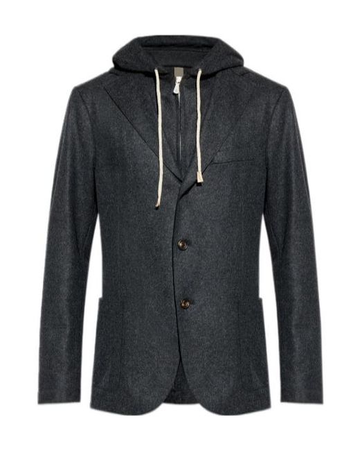 Eleventy Black Blazer With Detachable Hood for men