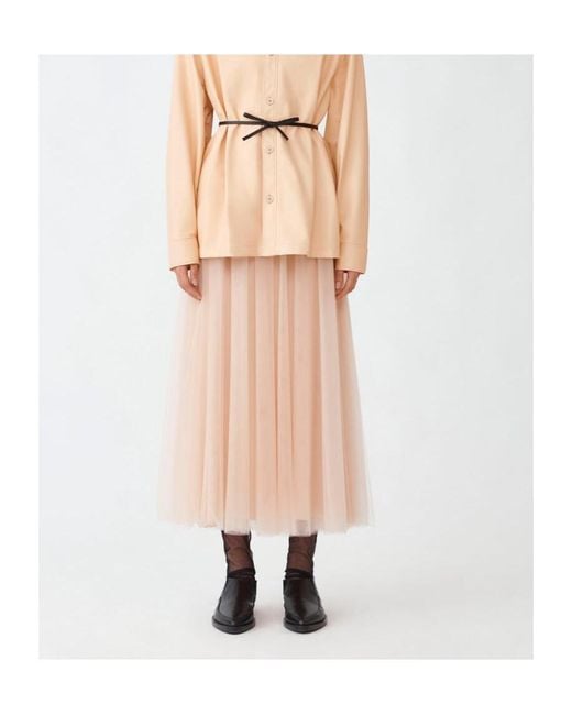 Fabiana Filippi Natural High Waist Tulle Midi Skirt