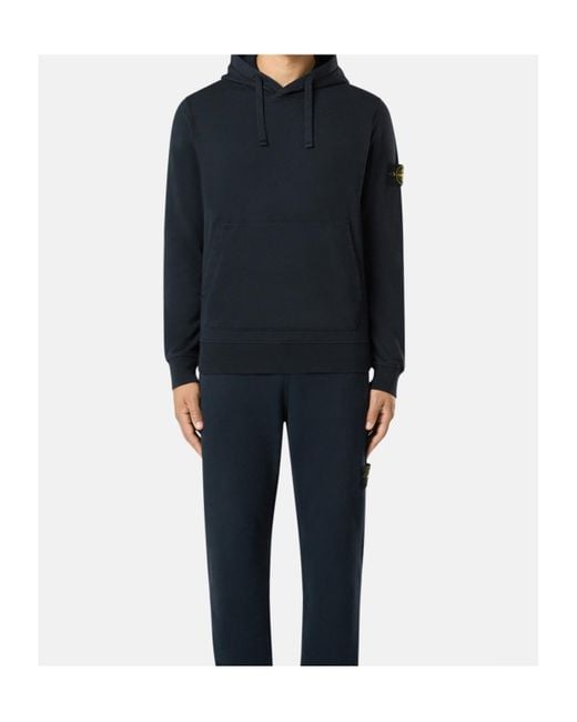 Stone Island Blue Regular-Fit Hooded Sweatshirt With Pouch Pocket for men