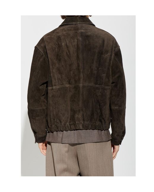Arma Brown Long-Sleeve Leather Jacket for men