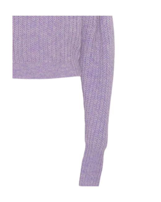 ROTATE BIRGER CHRISTENSEN Purple Adley Logo Intarsia-Knit Cropped Jumper