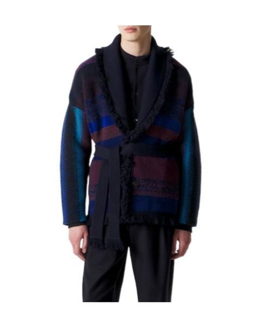 Giorgio Armani Blue Minimalist Knit Cardigan for men