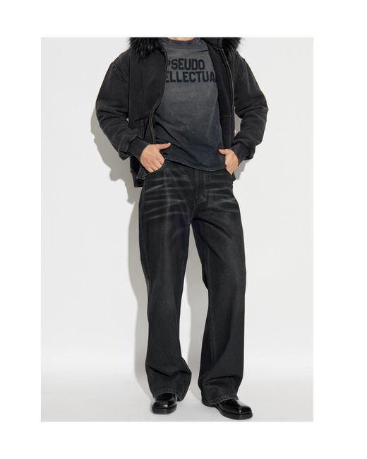 M I S B H V Gray Distressed-Finish T-Shirt for men