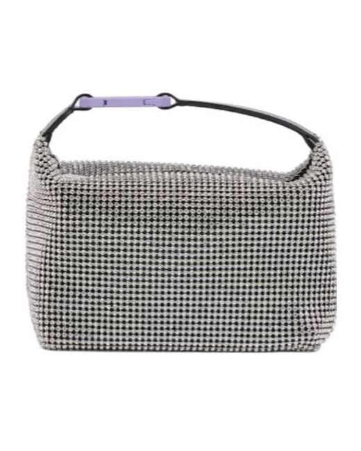 Eera Black Moonbag Embellished Mesh Shoulder Bag