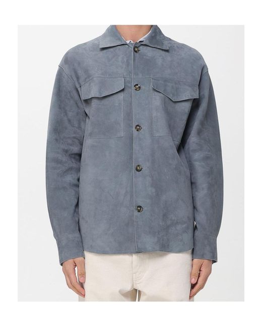 Lardini Blue Buttoned Pocket Shirt for men