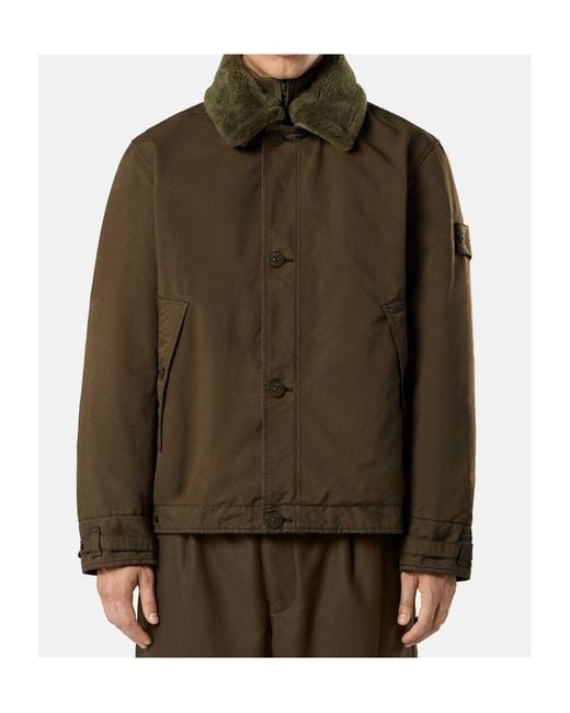 Stone Island Brown Padded Coach Jacket With Detachable Collar And Anti-Drop for men