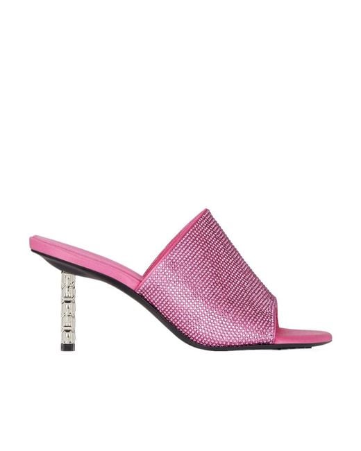 Givenchy Pink All Strass G Cube Mules