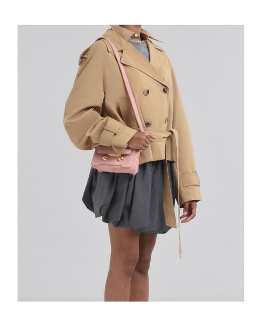 Marni Natural Double-Breasted Short Trench Jacket