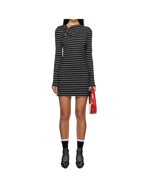 MSGM Black Striped Mini Dress