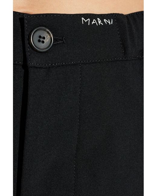Marni Black Logo Embroidered Straight-Leg Trousers