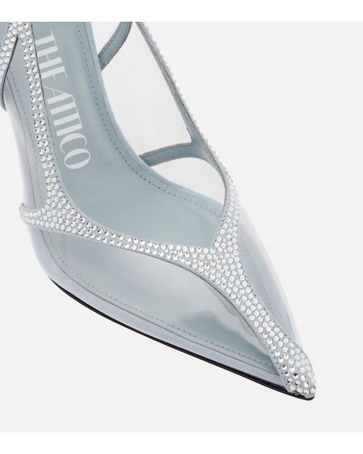 The Attico Blue Venus Chrome Pvc And Suede Pumps