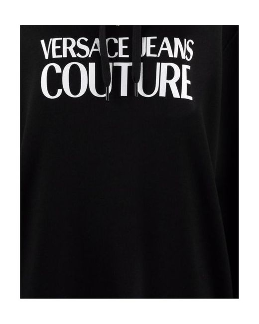 Versace Jeans Black Studded Logo-Print Hoodie Dress