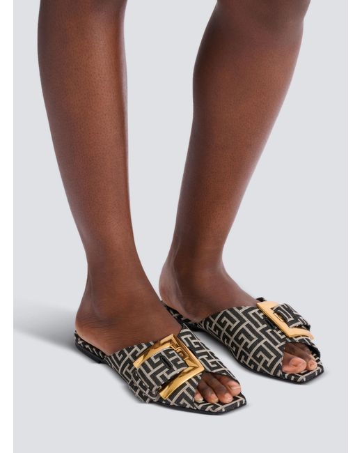 Balmain Multicolor Flat Monogram Jacquard Anthem Sandals