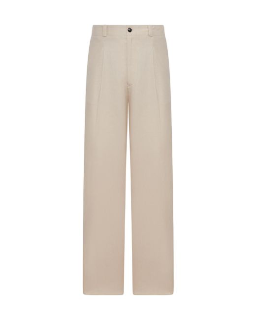 Giorgio Armani Natural Pleated Trousers for men