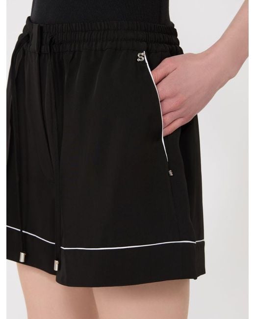 Sportmax Black Crespo Contrast Trim Drawstring Shorts