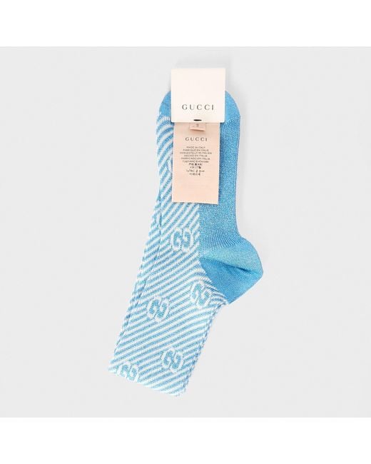 Gucci Blue Logo Knit Socks