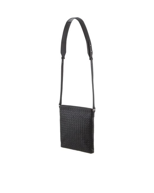 Bottega Veneta Black Woven Detail Cross-Body Bag for men