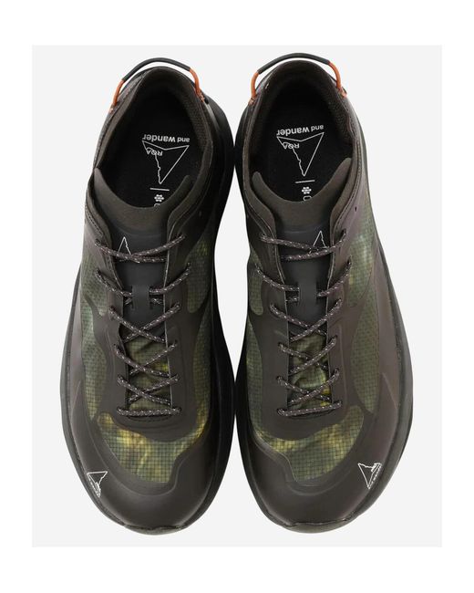 And Wander Black X Roa Printed Low-Top Sneakers for men