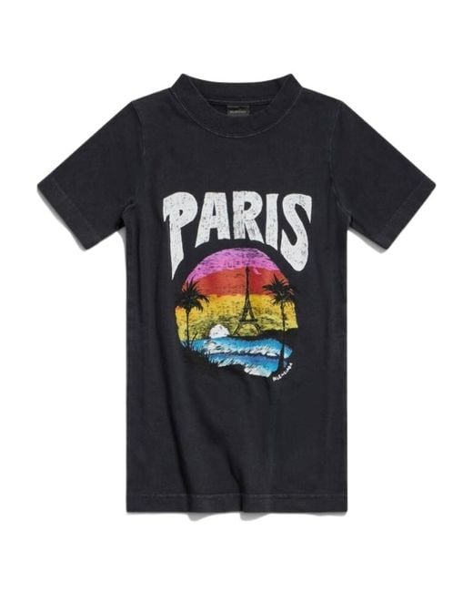 Balenciaga Black Graphic Printed Crewneck T-Shirt