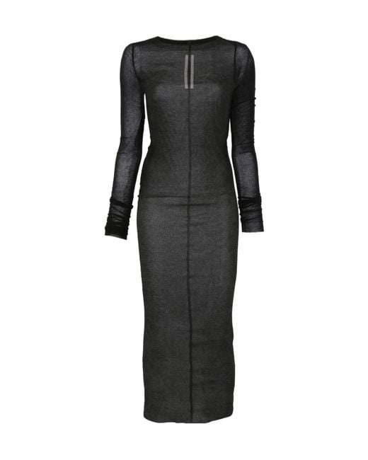 Rick Owens Black Long-Sleeved Midi Dress