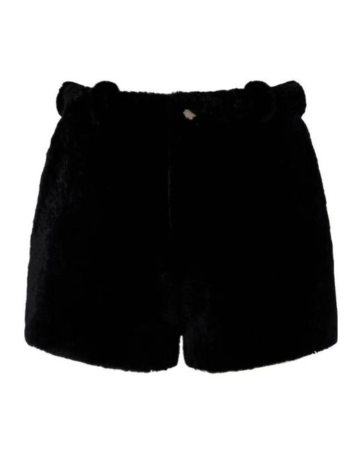 Nour Hammour Black Leontine Shearling Shorts
