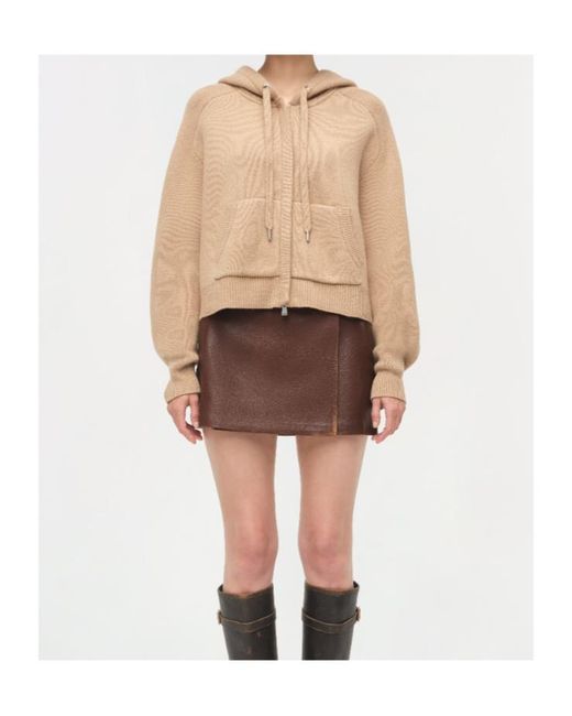 Jonathan Simkhai Brown Dakota Wool Cropped Hoodie