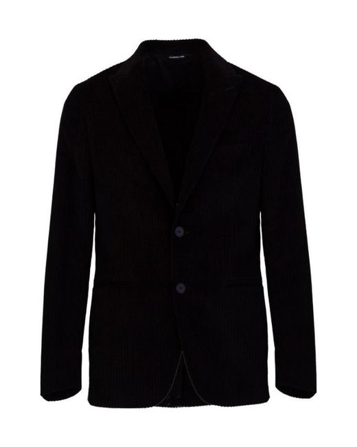 Tonello Black Peaked Lapel Velvet Jacket for men